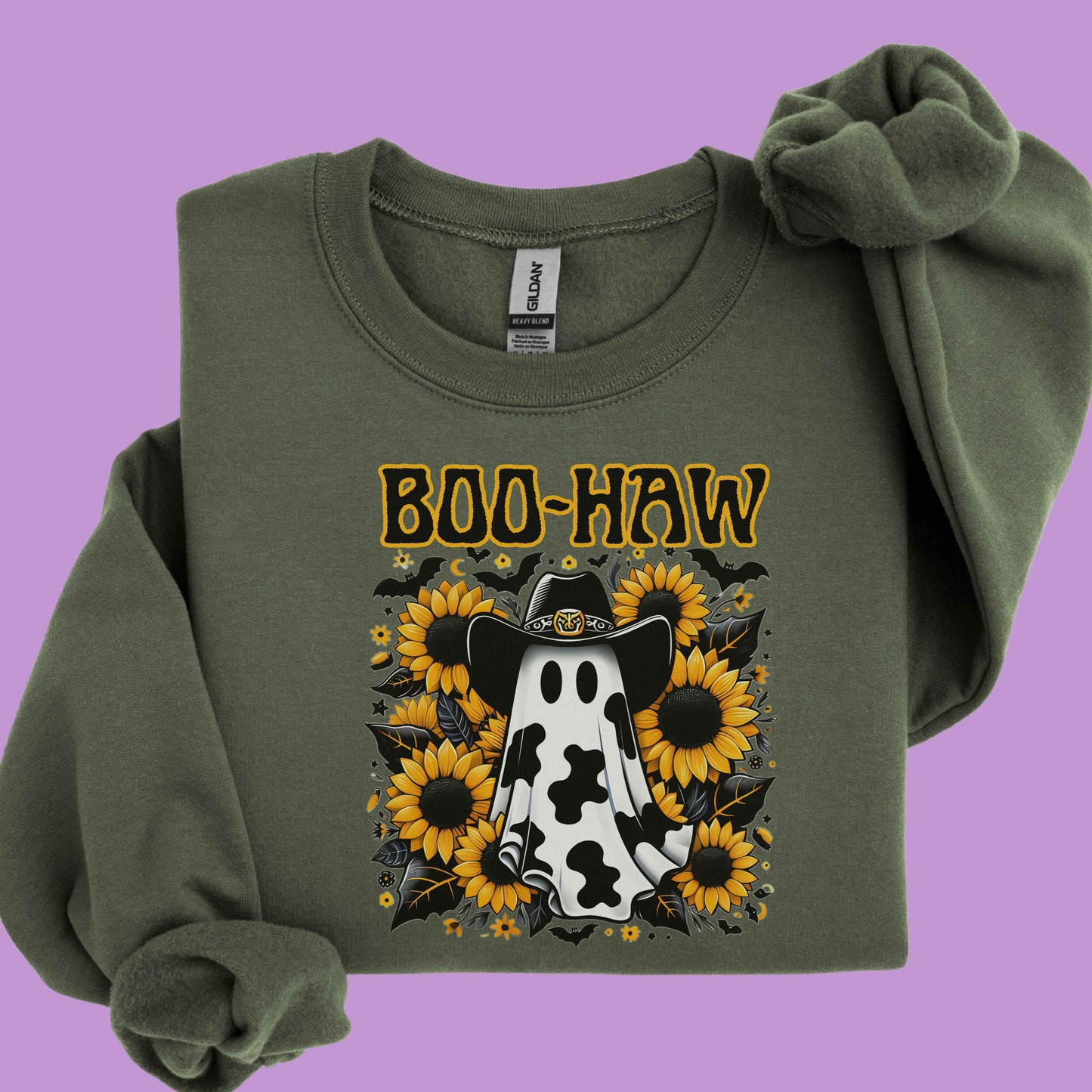 Boo-Haw Ghost Sweatshirt, Cozy Halloween Sweatshirt, Fall Fashion, Unisex Crewneck, Casual Loungewear, Gift for Halloween Lovers