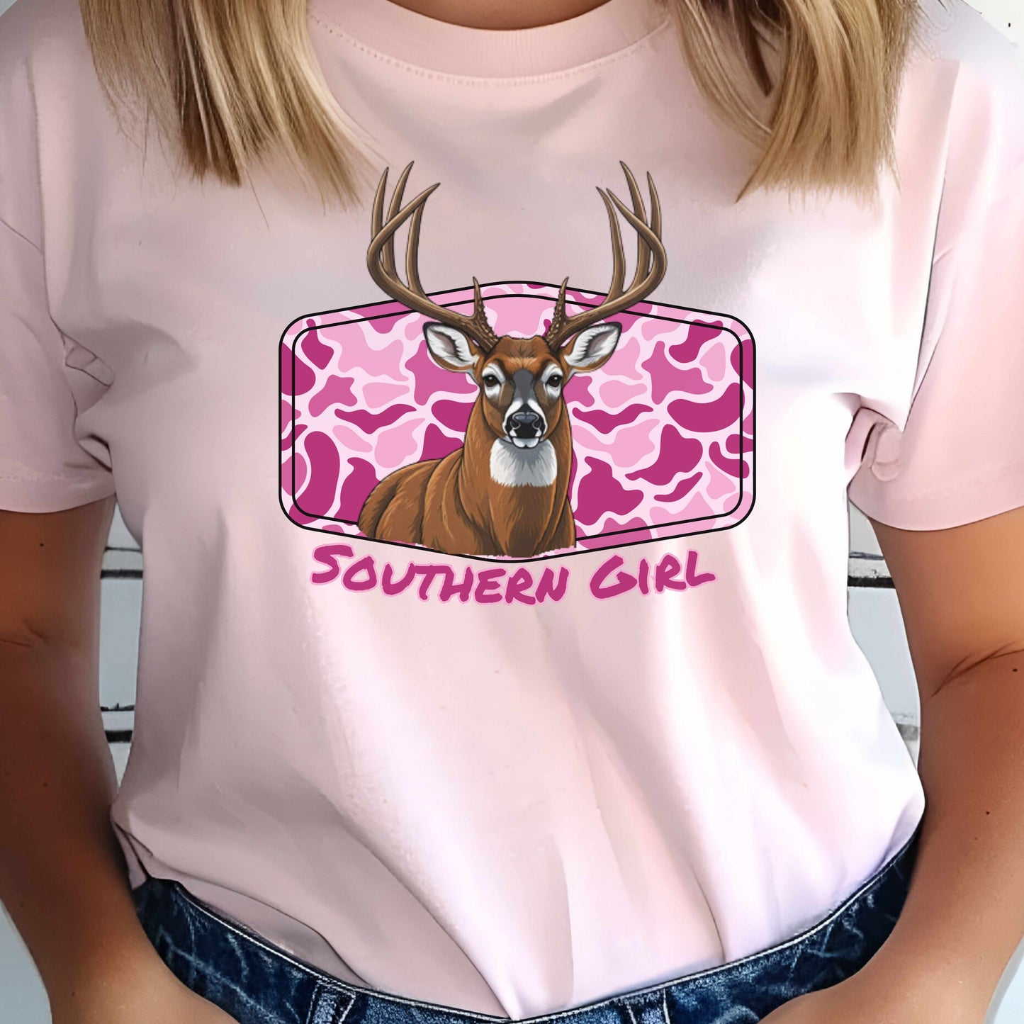 Southern Girl Deer Pink Camo – Digital Download | Hunting Girl Sublimation PNG