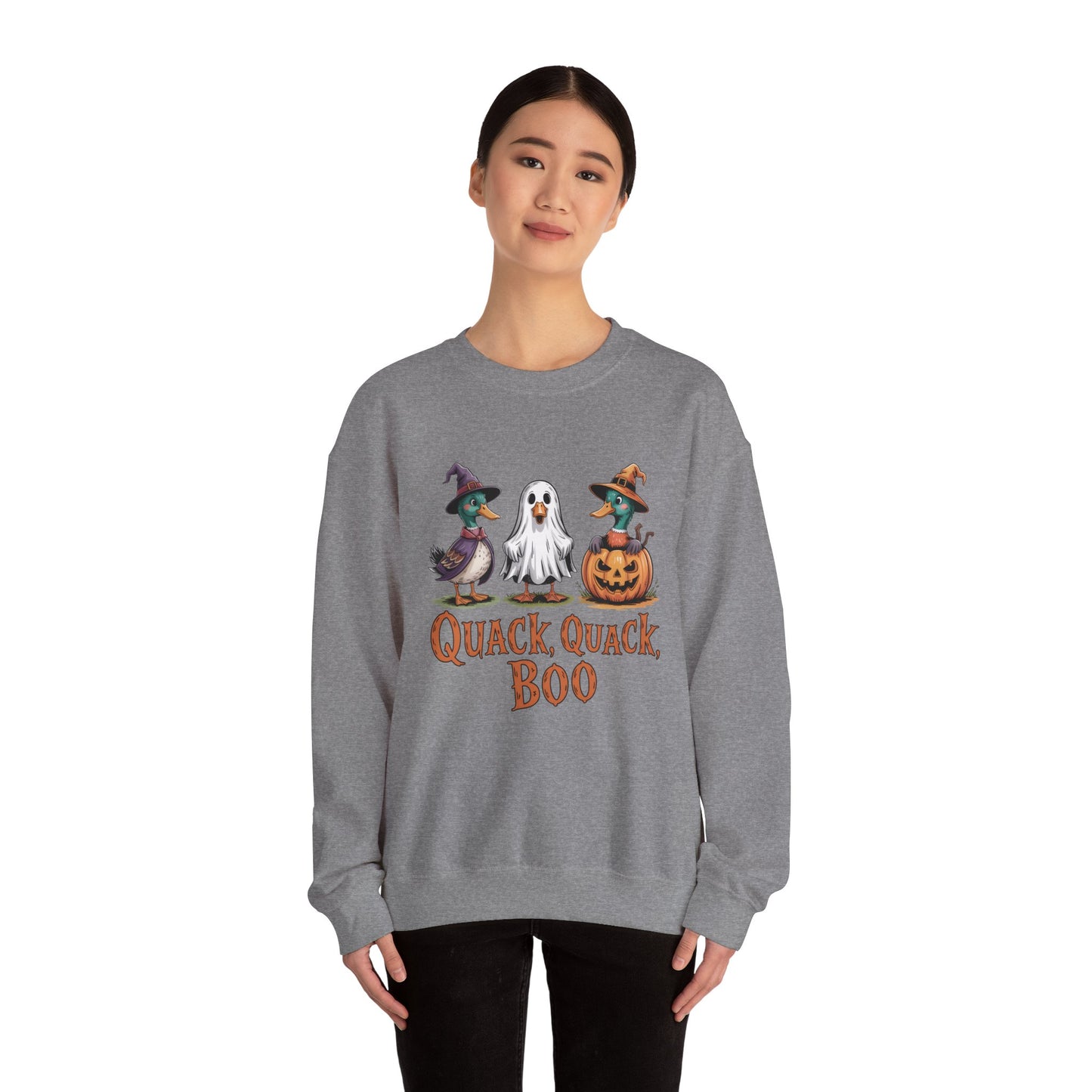 Halloween Quack Quack Boo Sweatshirt, Cozy Fall Apparel, Unisex Crewneck, Halloween Gift, Spooky Season Fashion