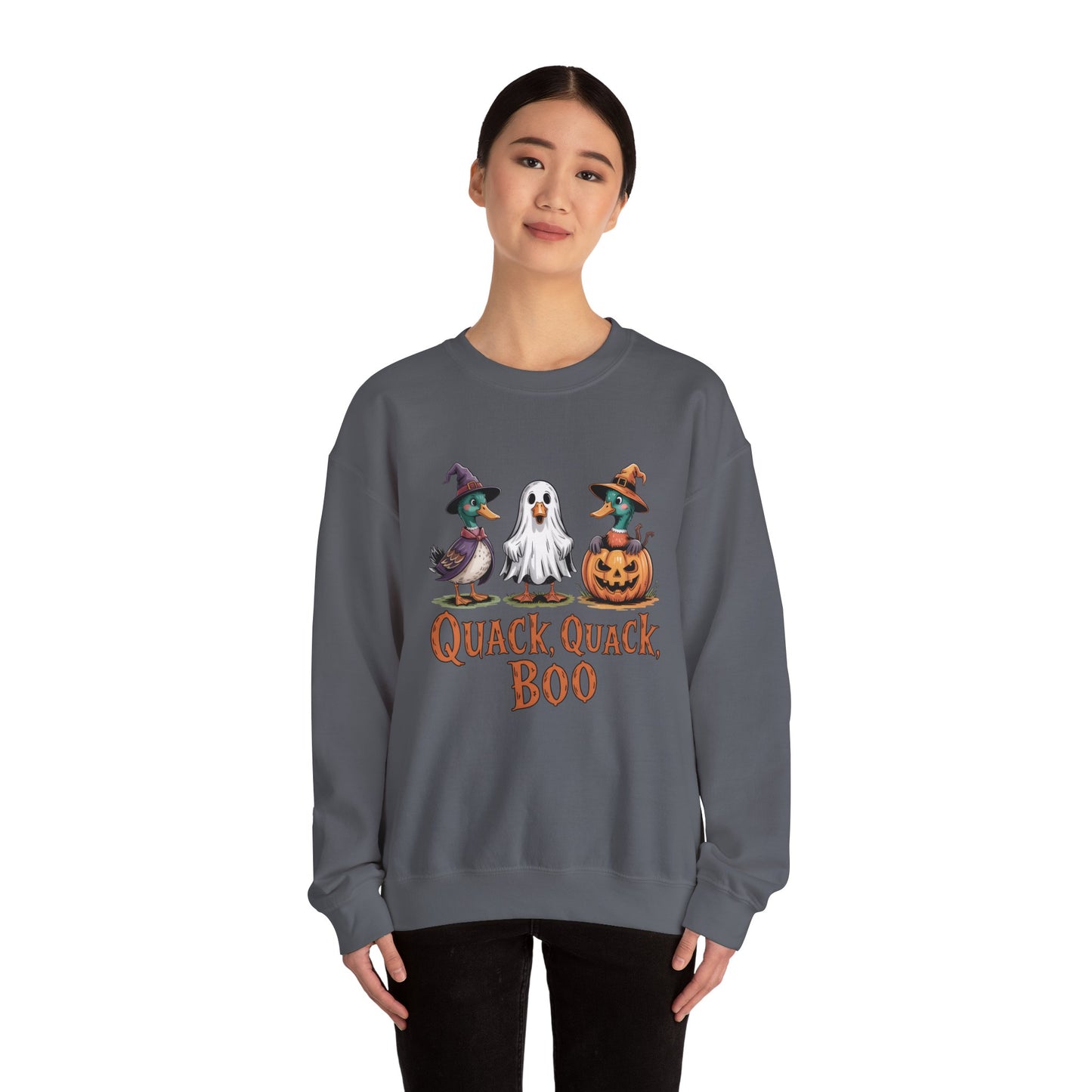 Halloween Quack Quack Boo Sweatshirt, Cozy Fall Apparel, Unisex Crewneck, Halloween Gift, Spooky Season Fashion