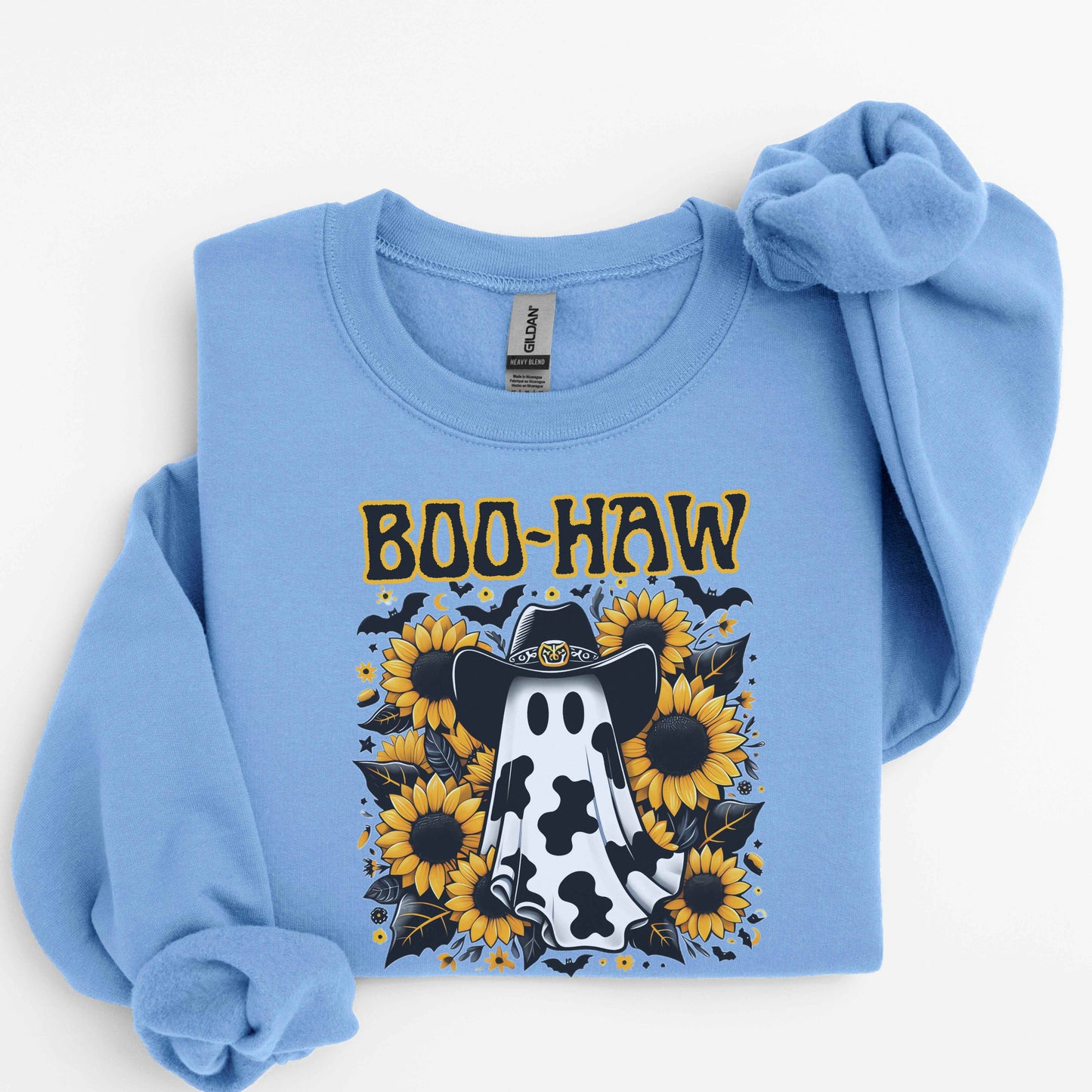 Boo-Haw Ghost Sweatshirt, Cozy Halloween Sweatshirt, Fall Fashion, Unisex Crewneck, Casual Loungewear, Gift for Halloween Lovers