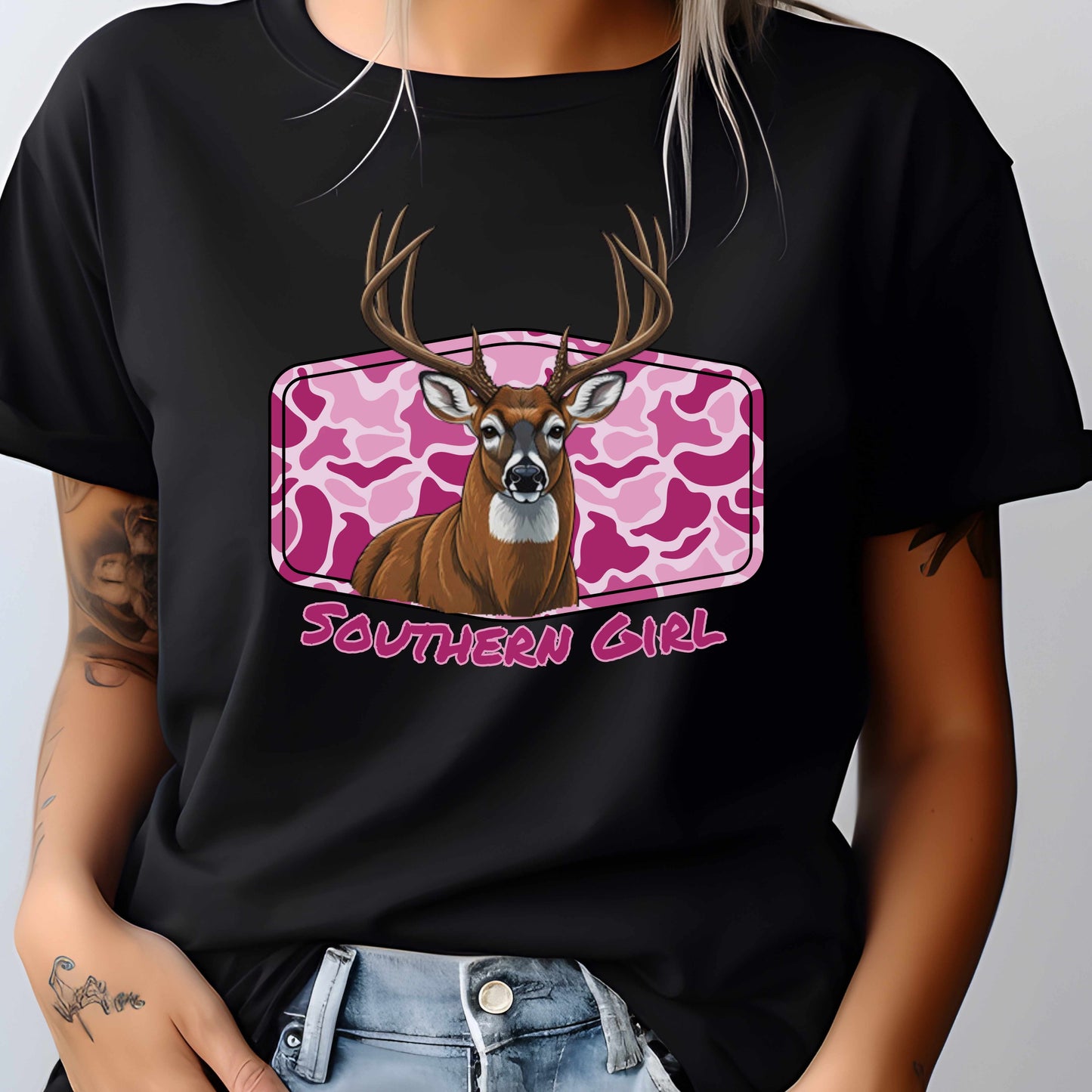 Southern Girl Deer Pink Camo – Digital Download | Hunting Girl Sublimation PNG