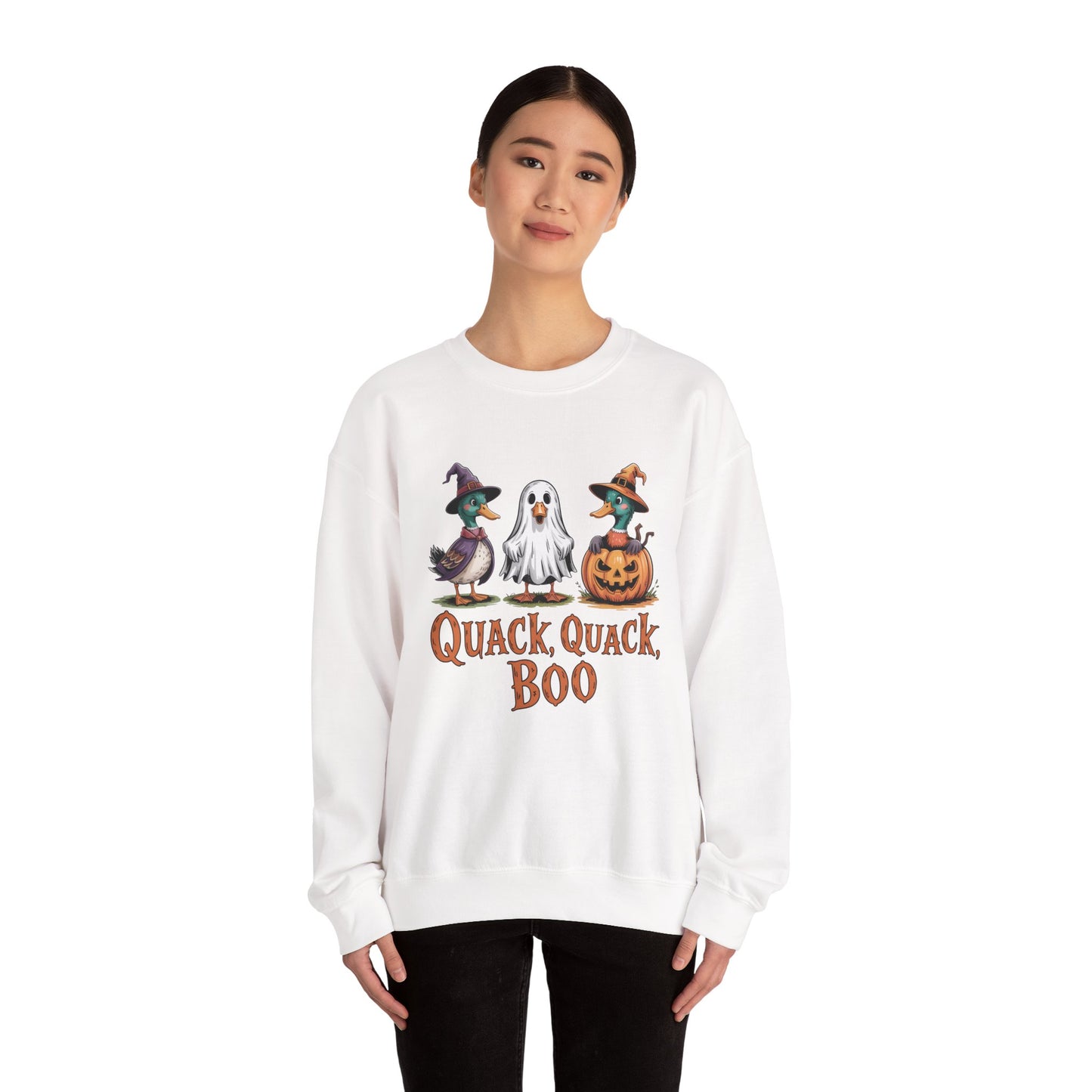 Halloween Quack Quack Boo Sweatshirt, Cozy Fall Apparel, Unisex Crewneck, Halloween Gift, Spooky Season Fashion